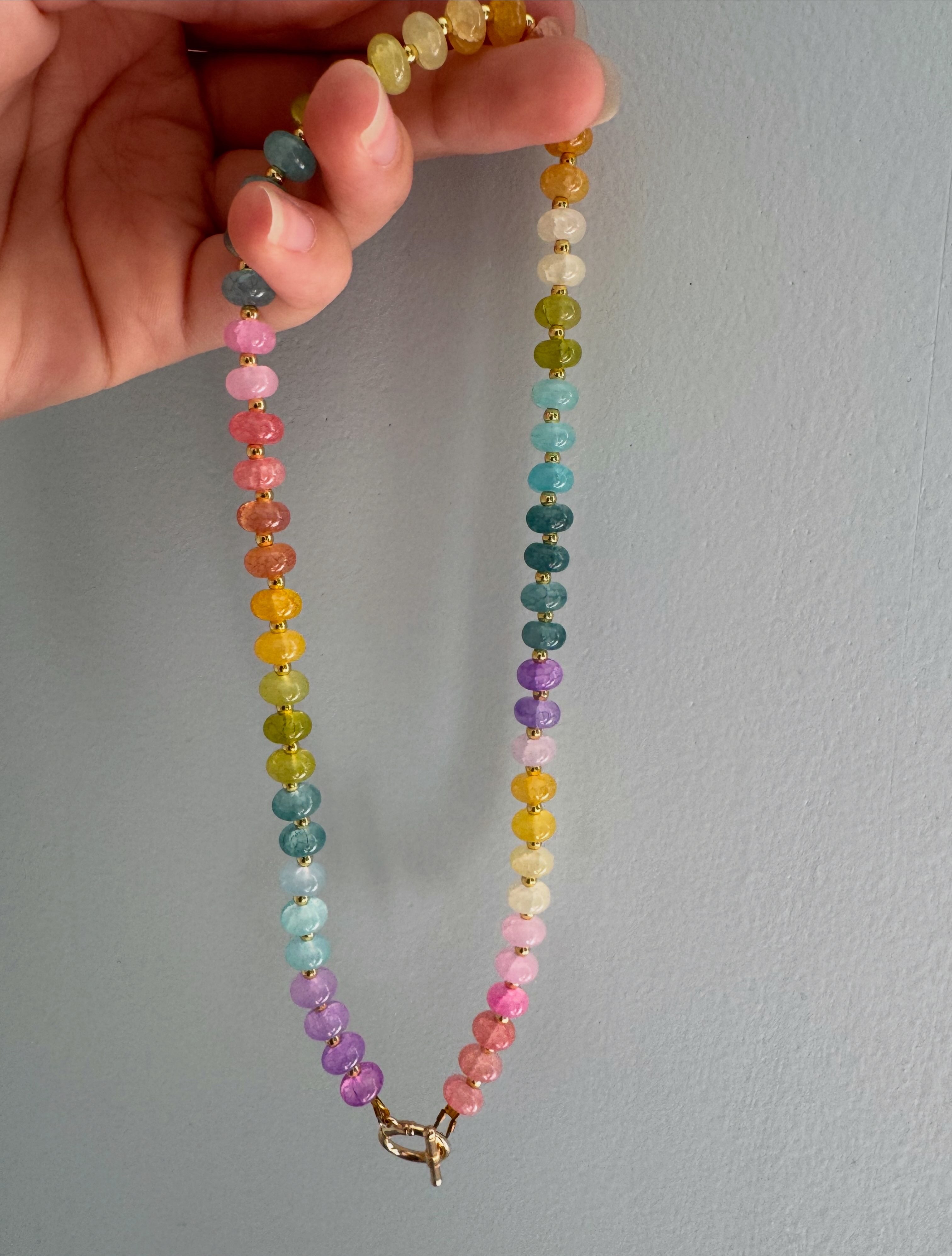 Rondelle Beaded Necklace - Rainbow Sorbet