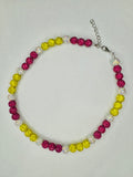 Glass Bead Baseball Necklace - Pink Lemonade