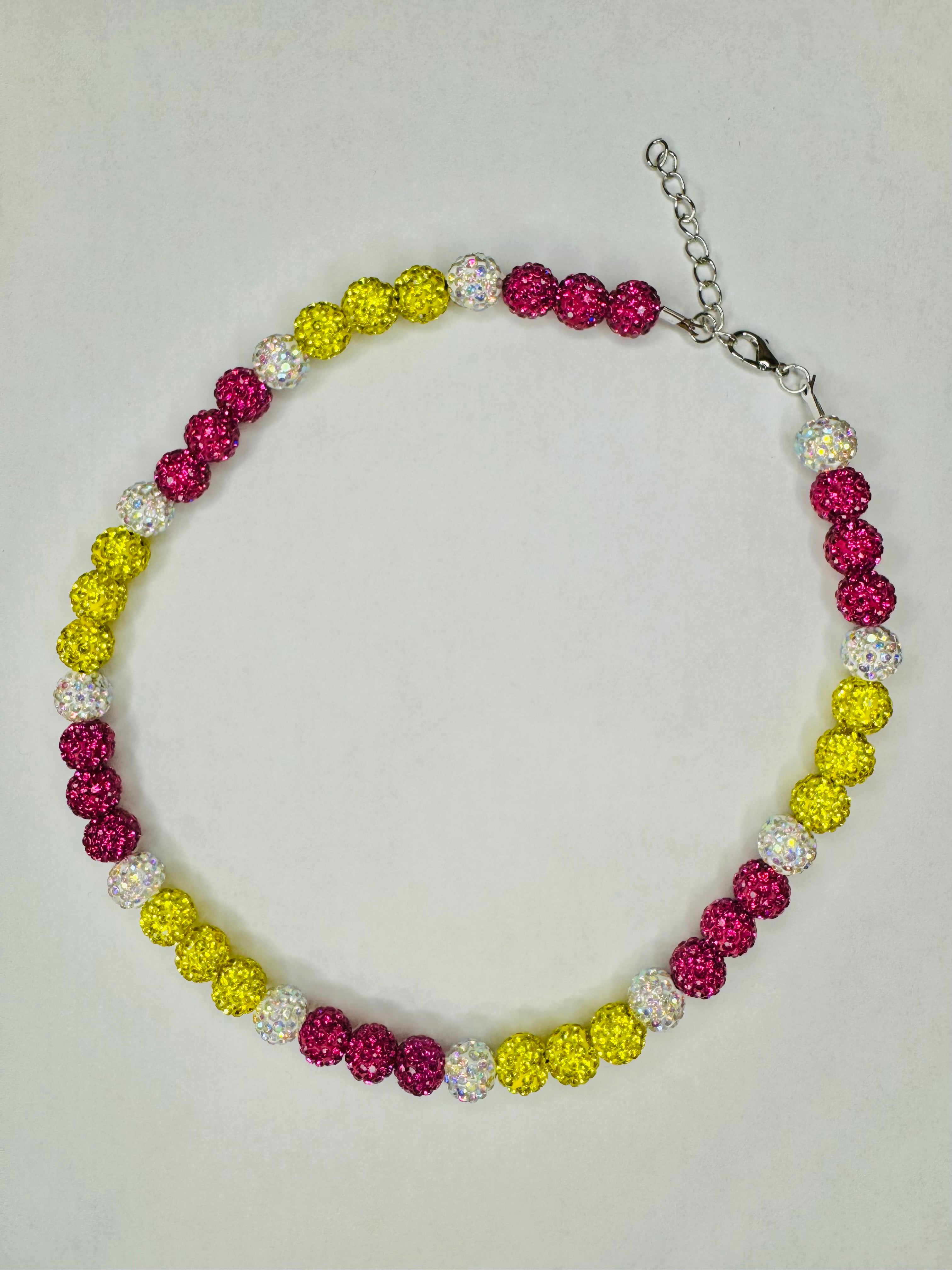 Glass Bead Baseball Necklace - Pink Lemonade
