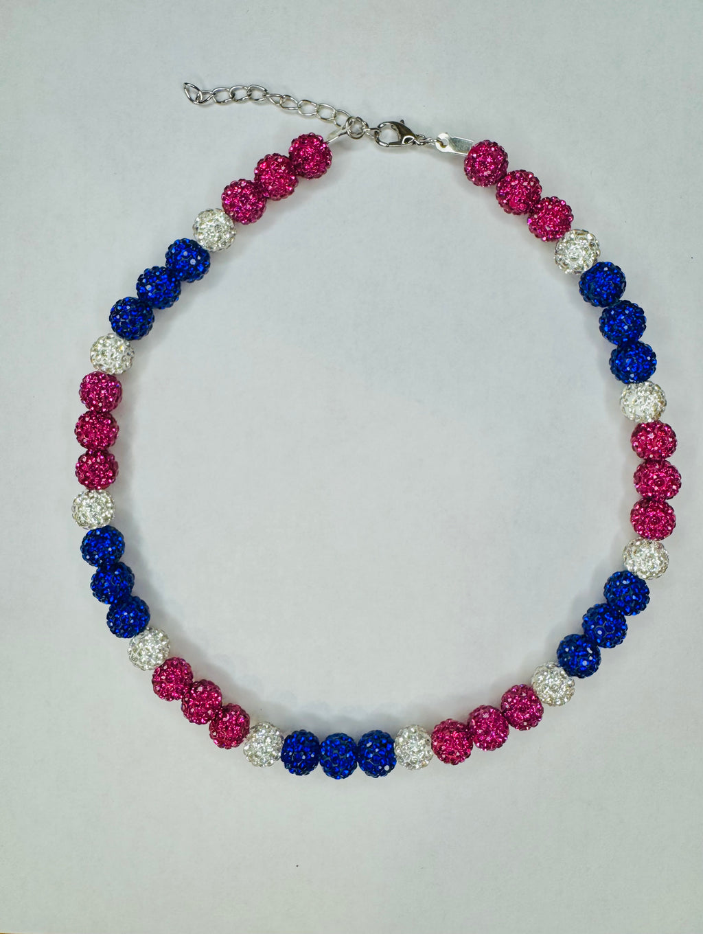 Glass Bead Baseball Necklace - Cotton Candy