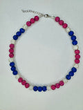 Glass Bead Baseball Necklace - Cotton Candy