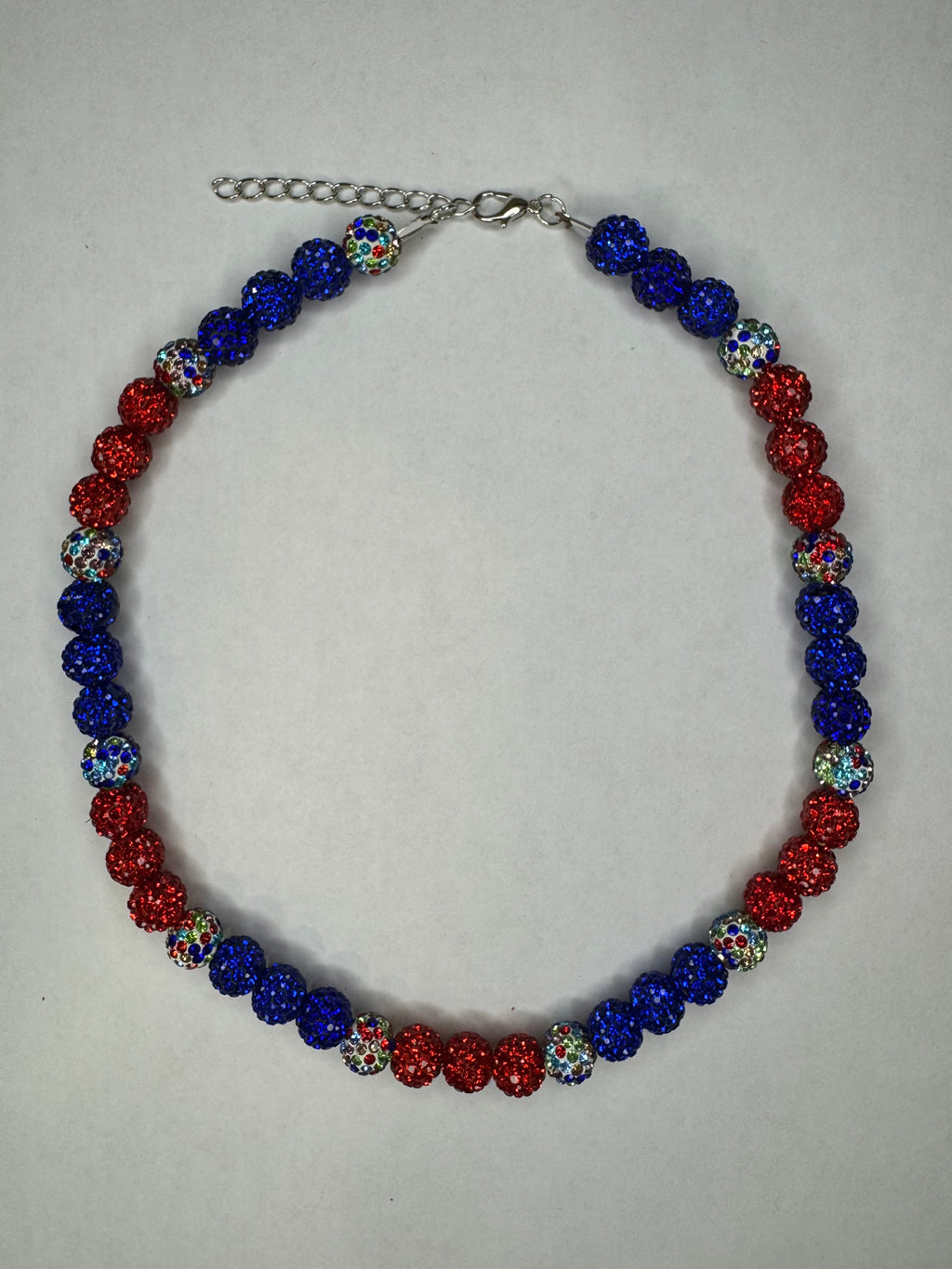 Glass Bead Baseball Necklace - USA