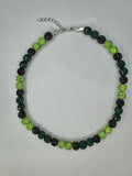 Glass Bead Baseball Necklace - Forest