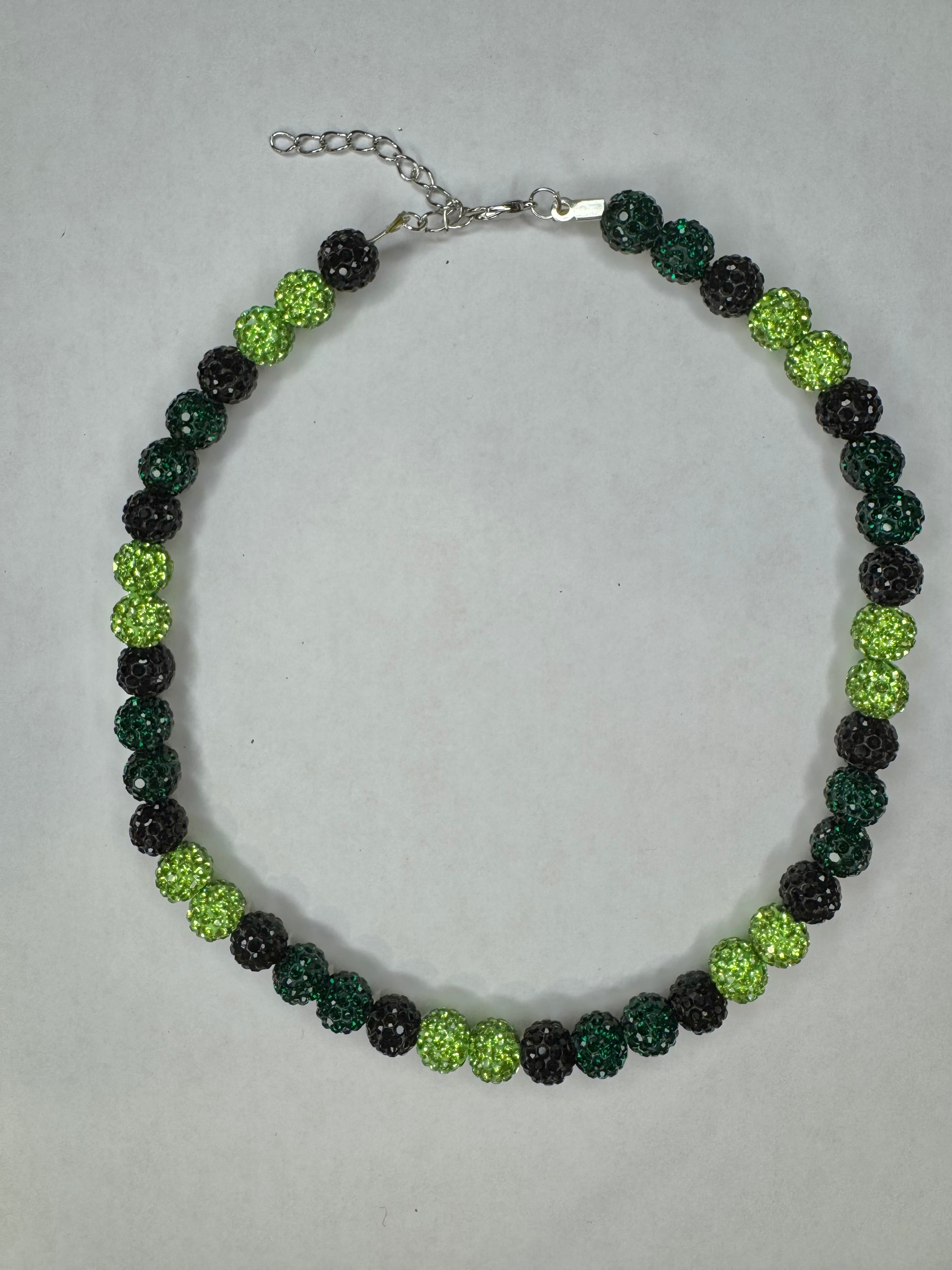 Glass Bead Baseball Necklace - Forest
