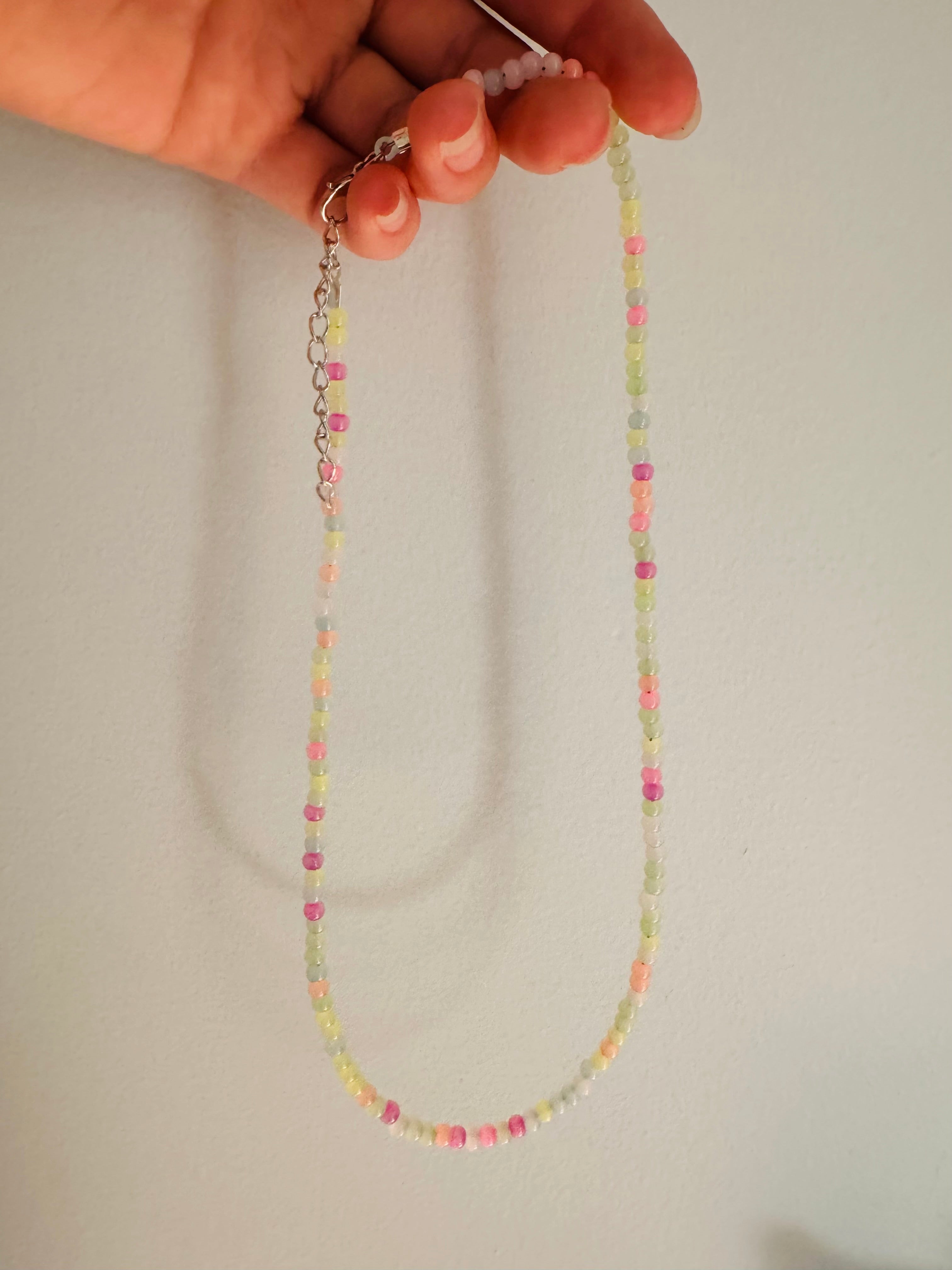 Mix'd Up Seed Bead Necklace - Pastel Rainbow