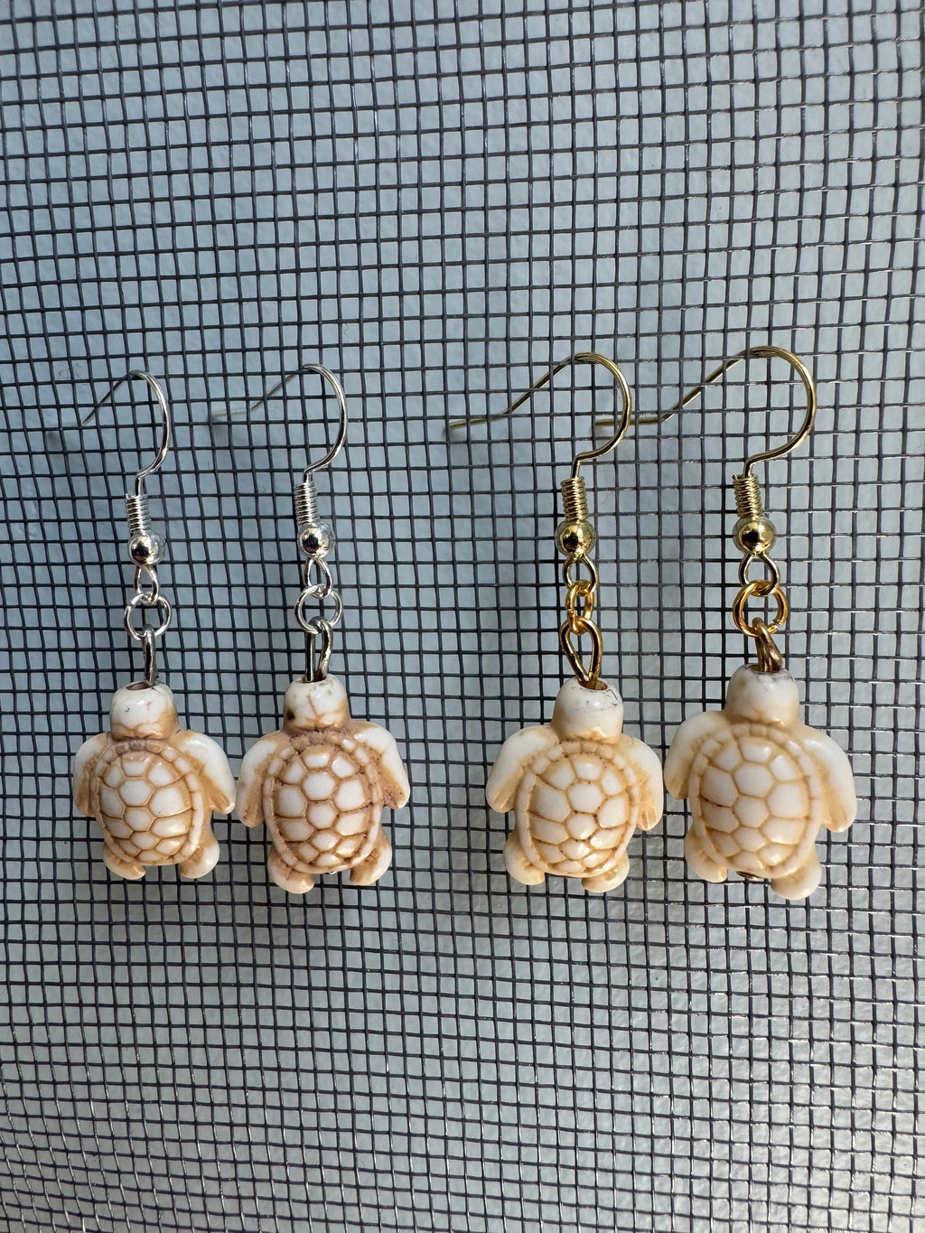 Turtle Earrings - White