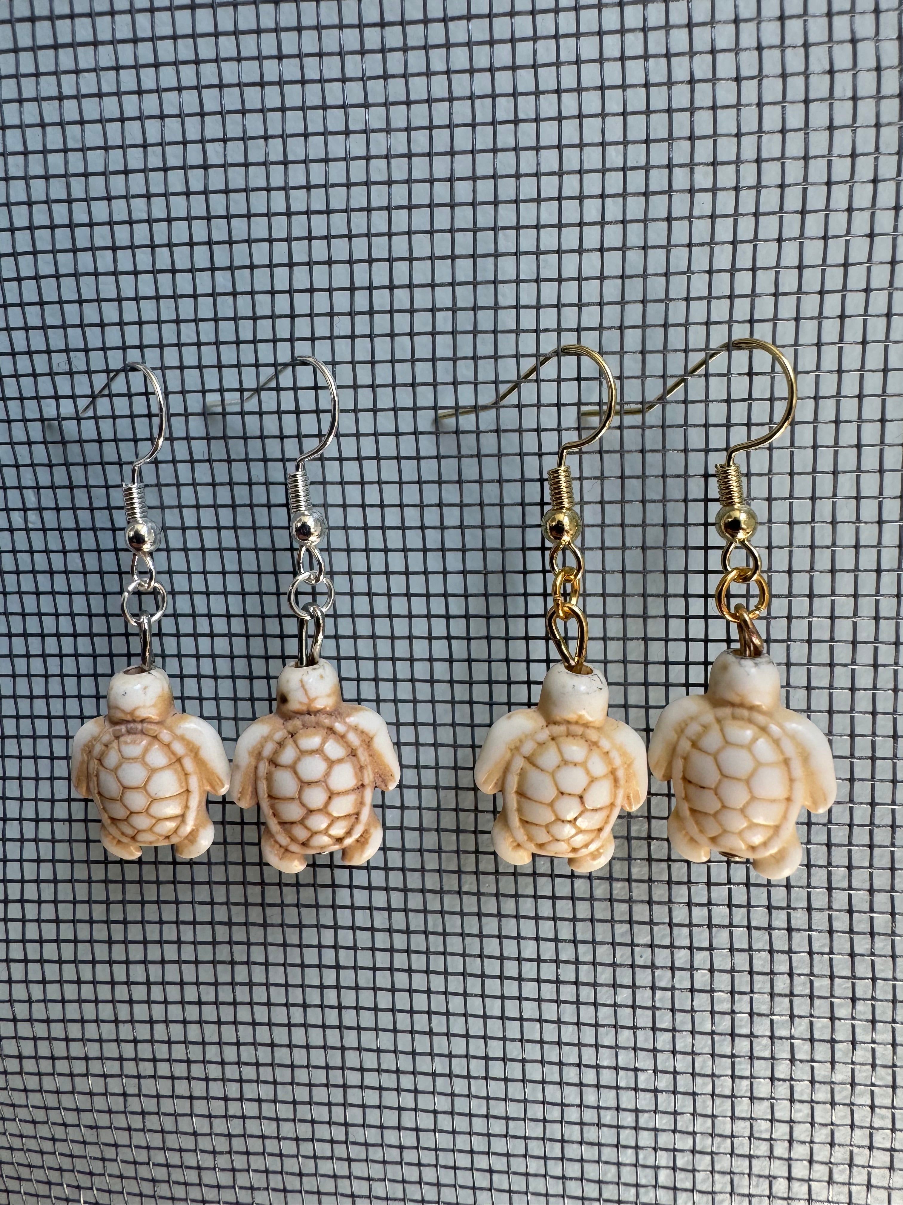 Turtle Earrings - White