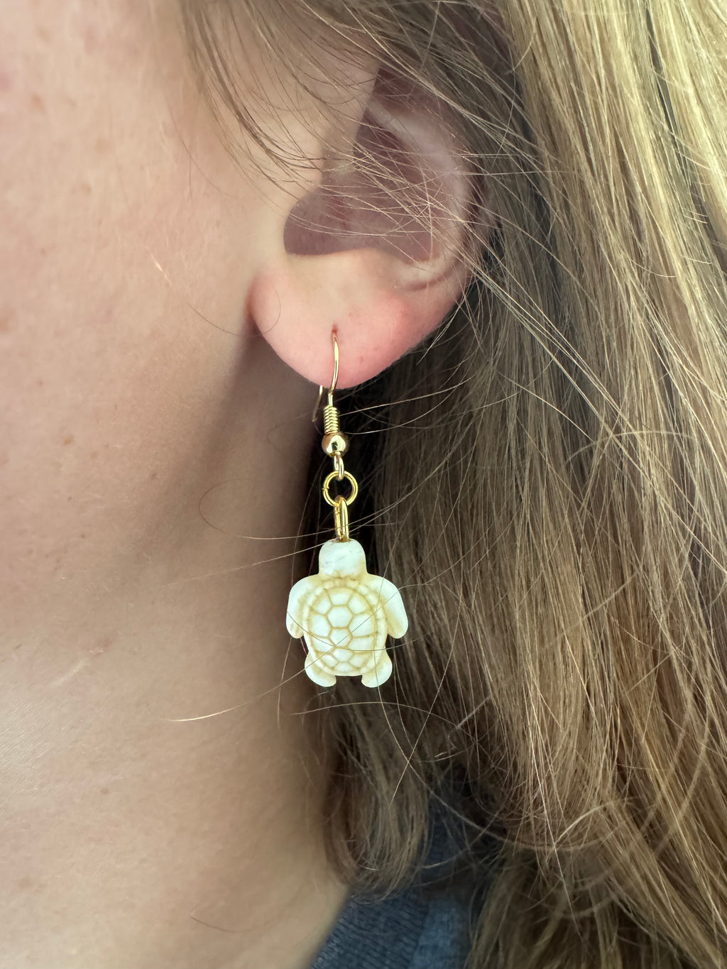 Turtle Earrings - White