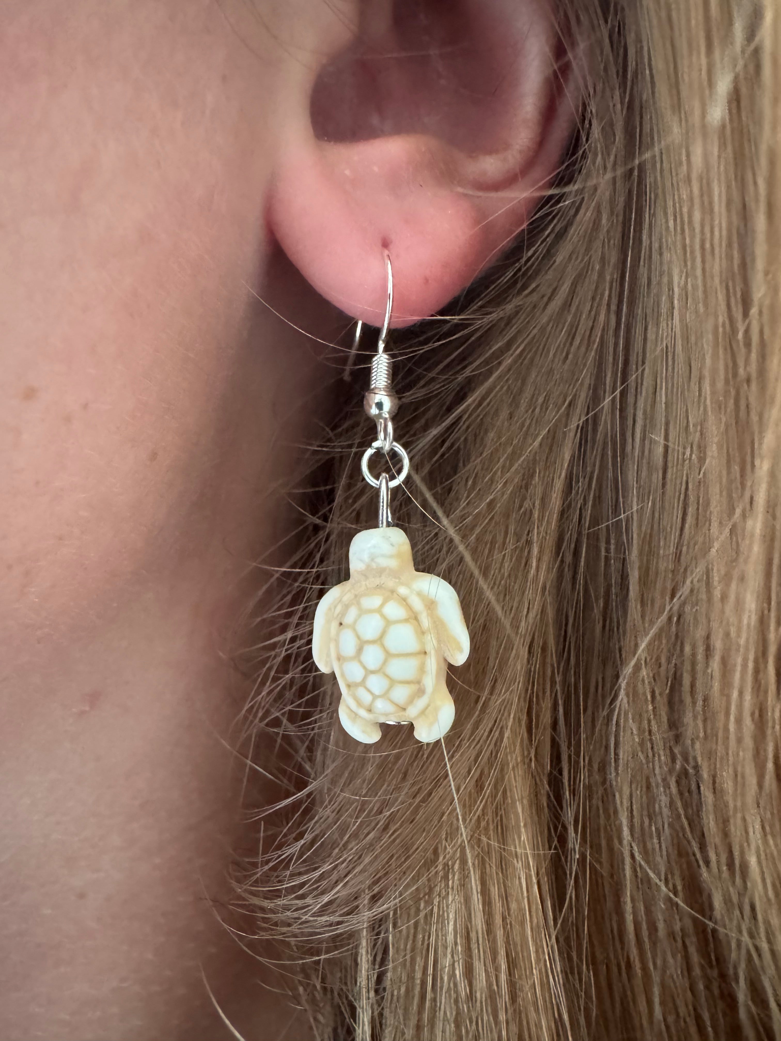 Turtle Earrings - White