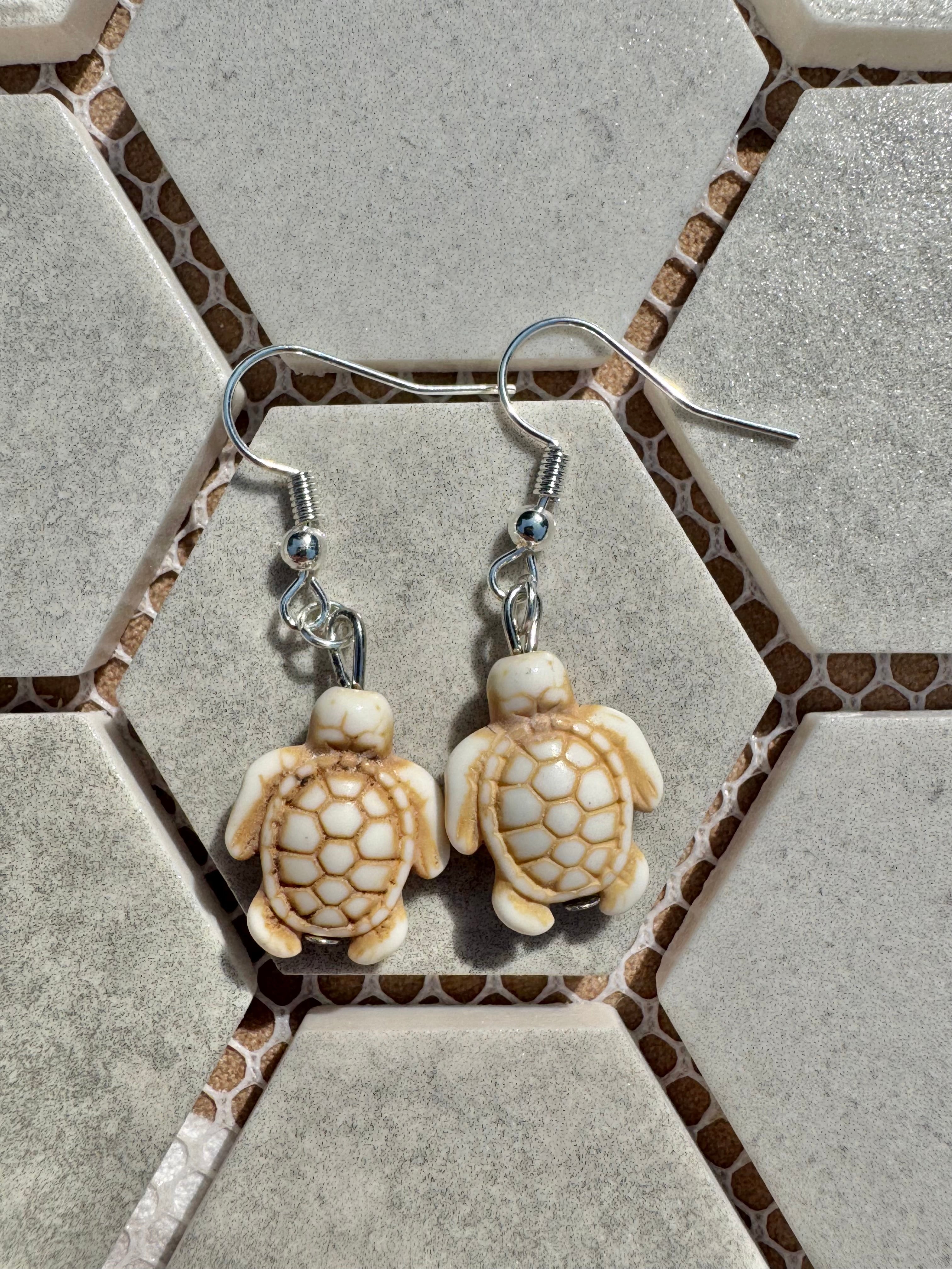 Turtle Earrings - White