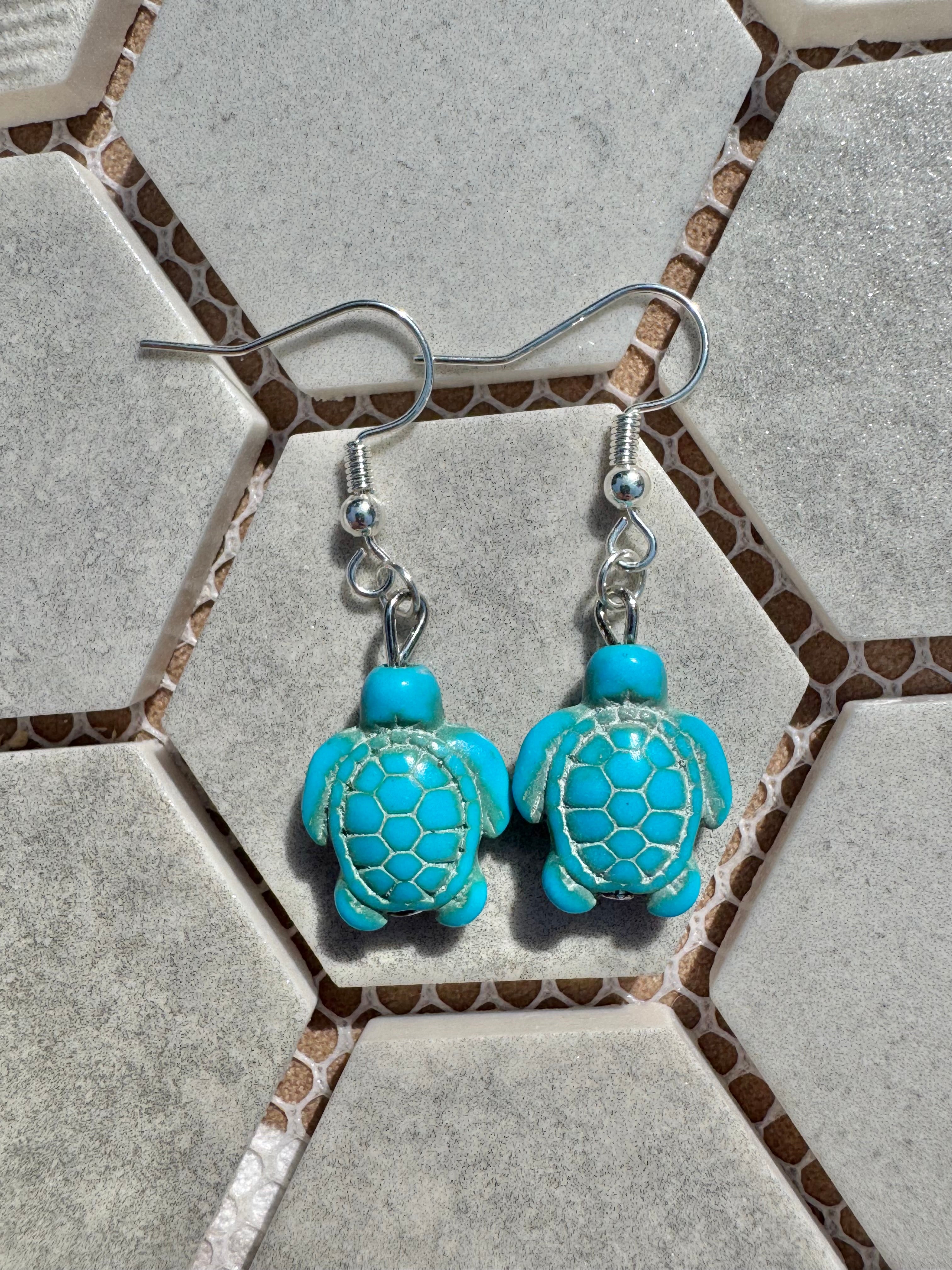 Turtle Earrings - Blue
