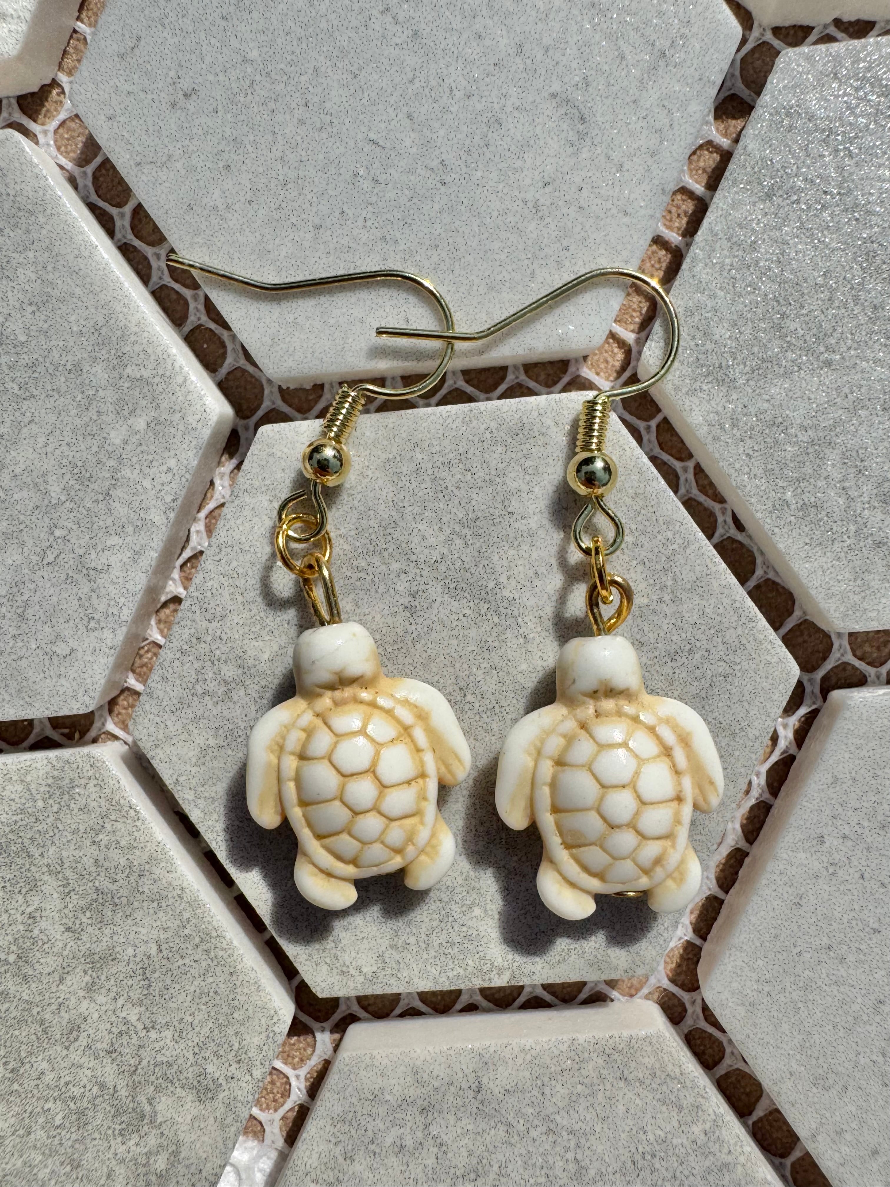 Turtle Earrings - White