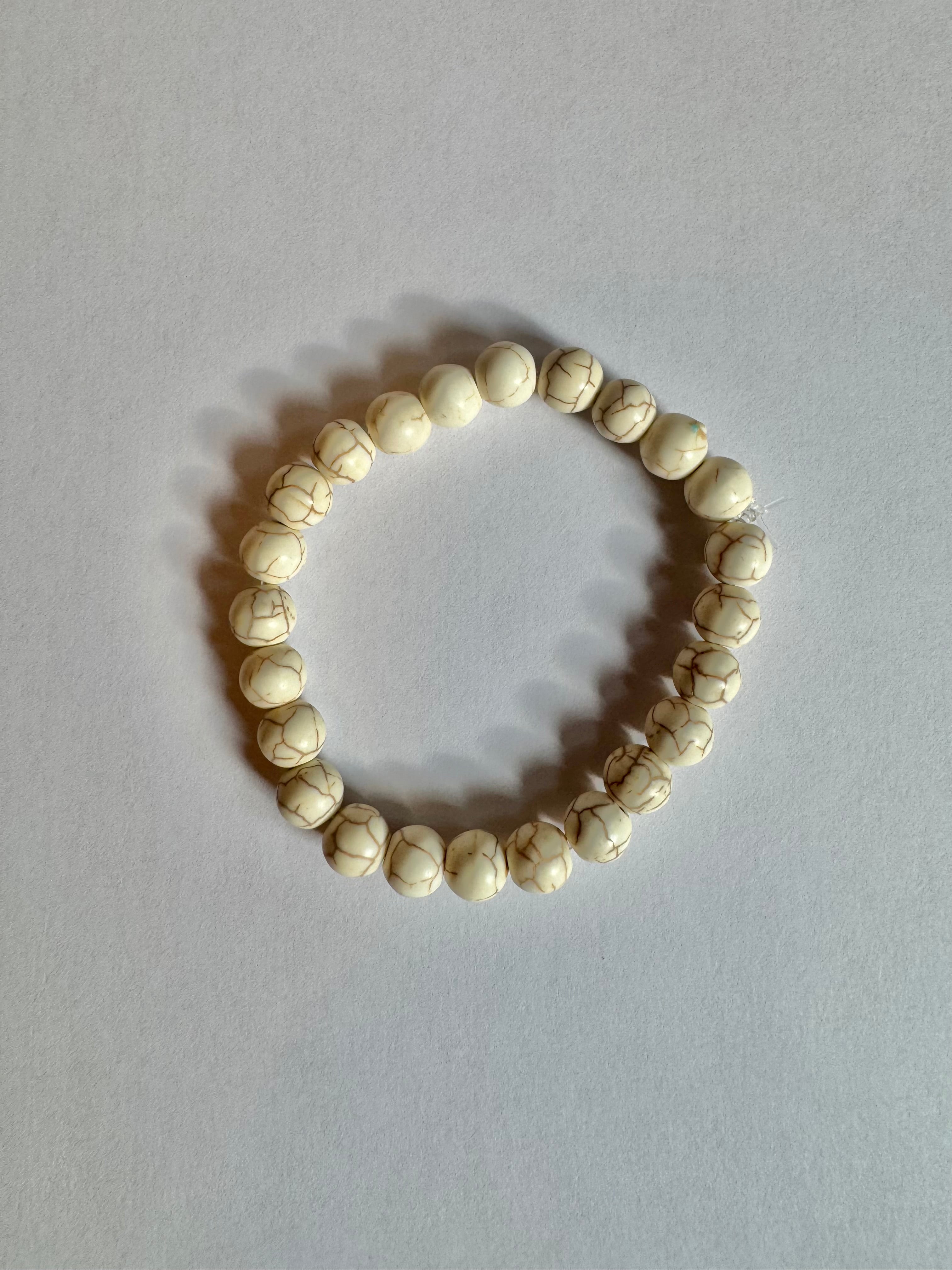 Glass Bead Bracelet - White Sea Marble