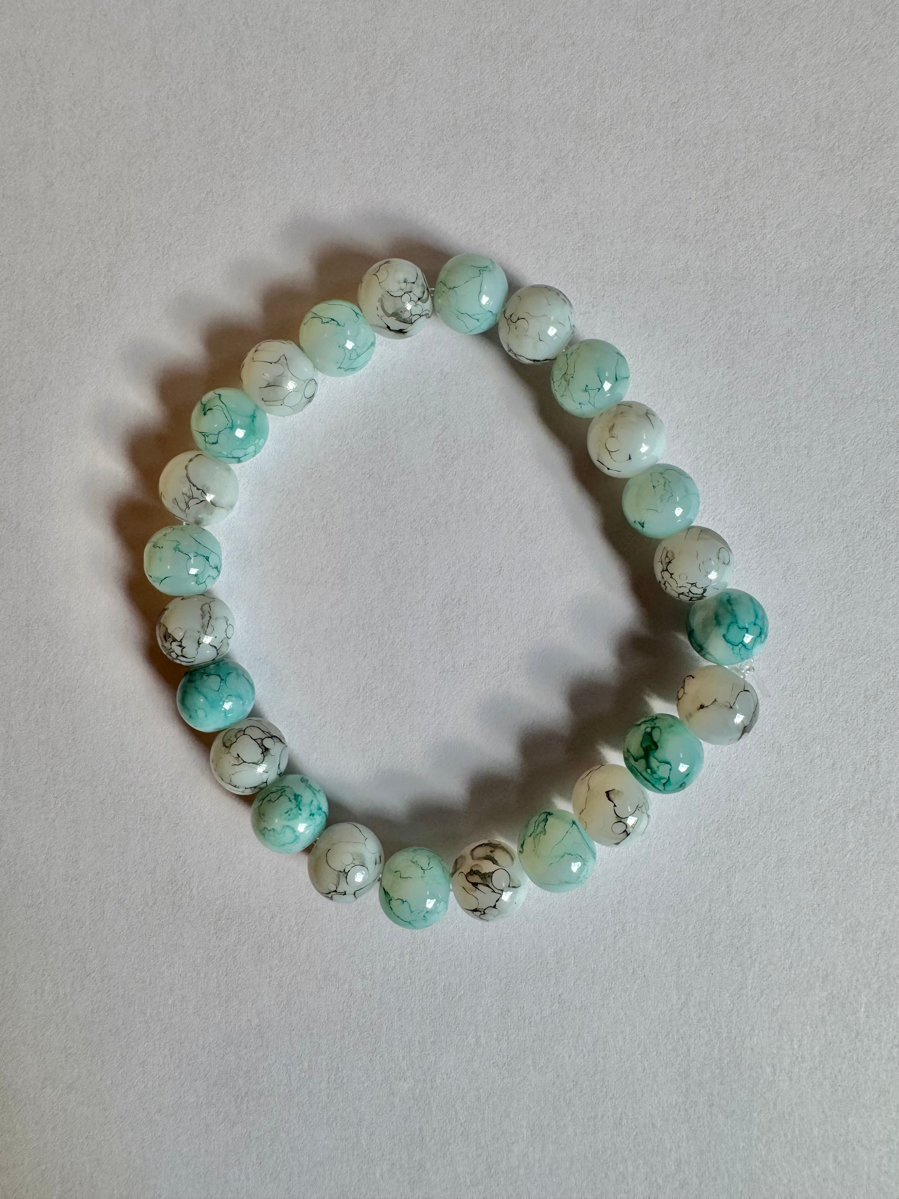 Glass Bead Bracelet - Marble Ocean