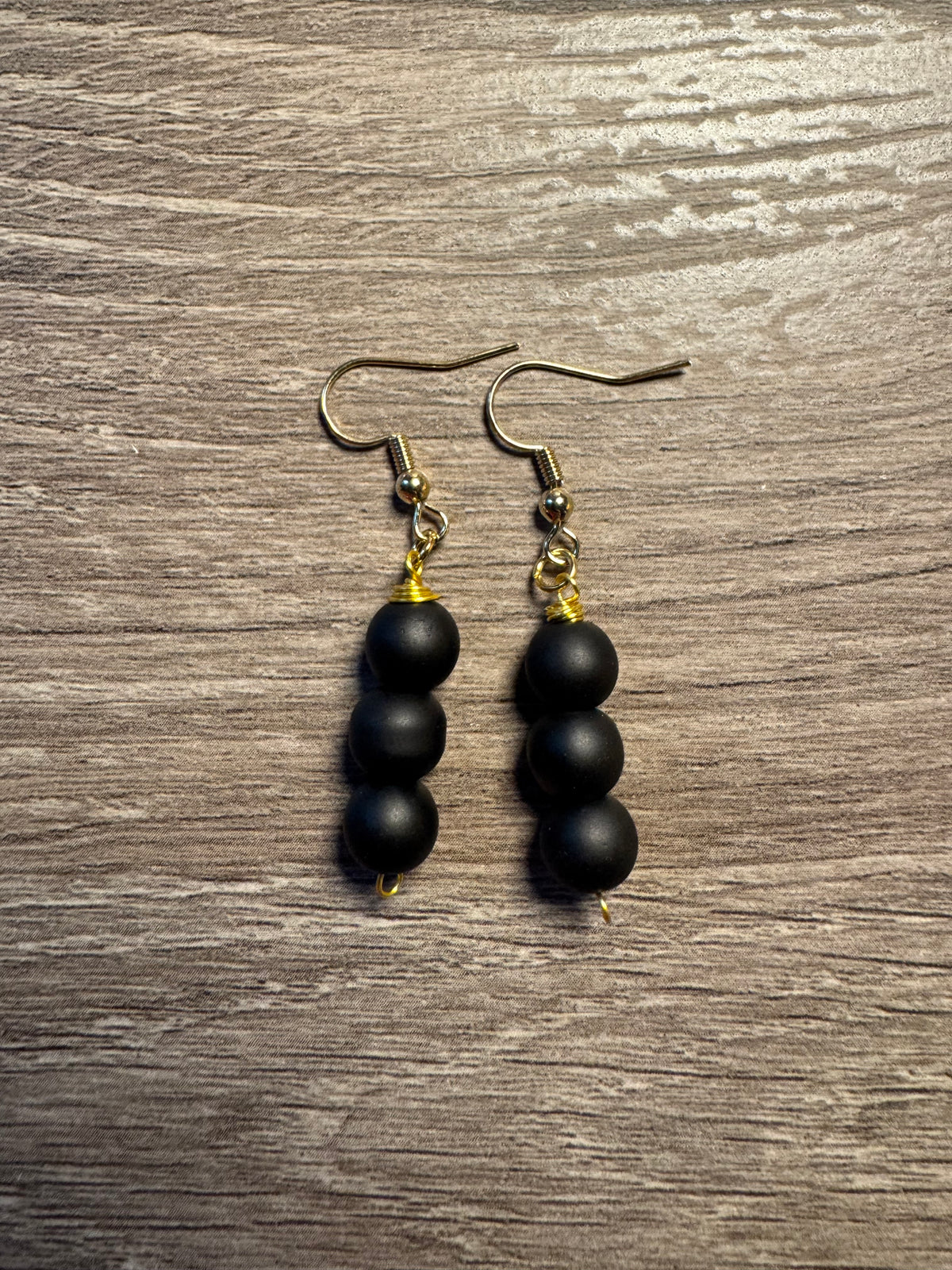 Glass Bead Earrings - Matte Black