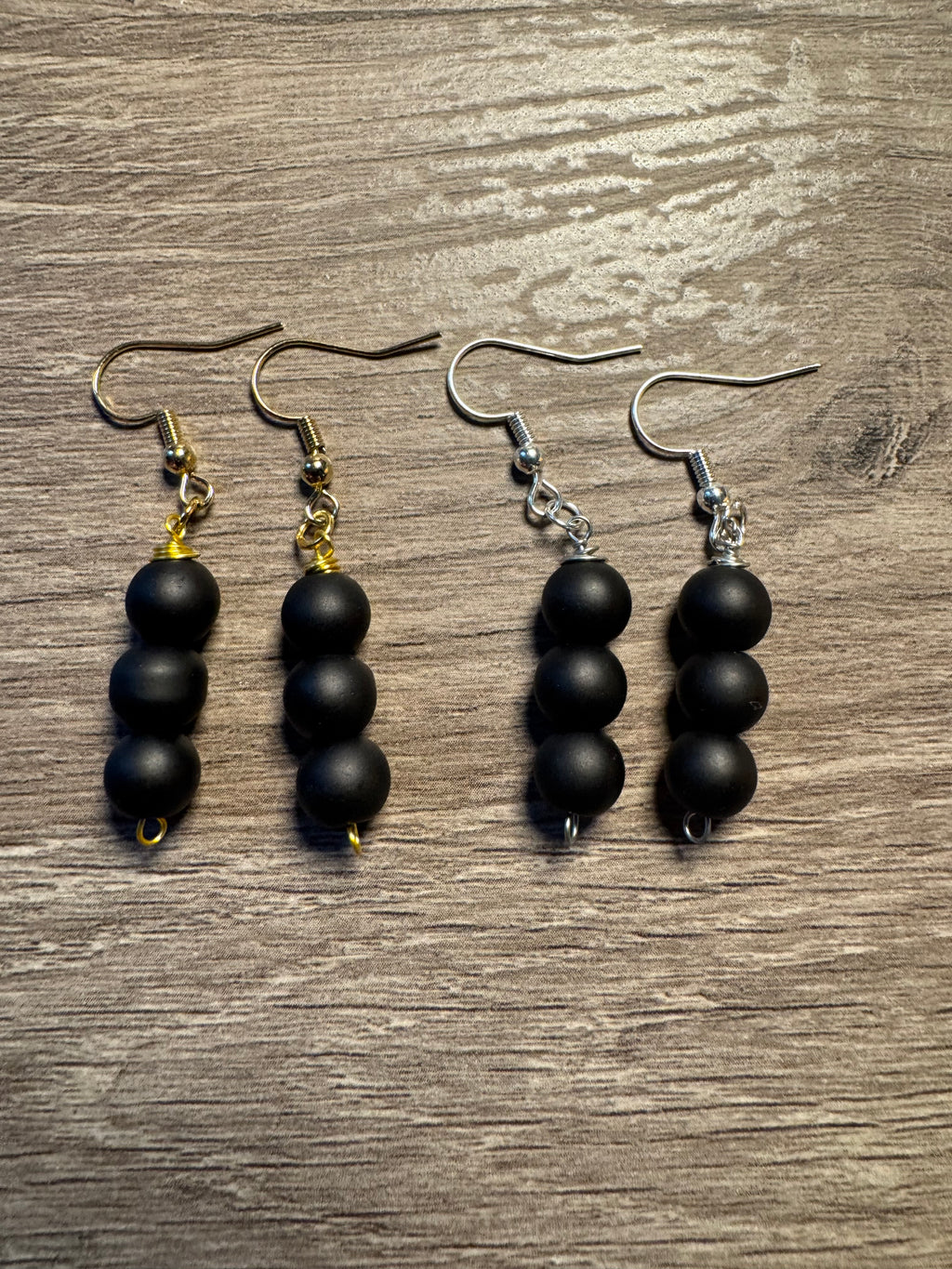 Glass Bead Earrings - Matte Black