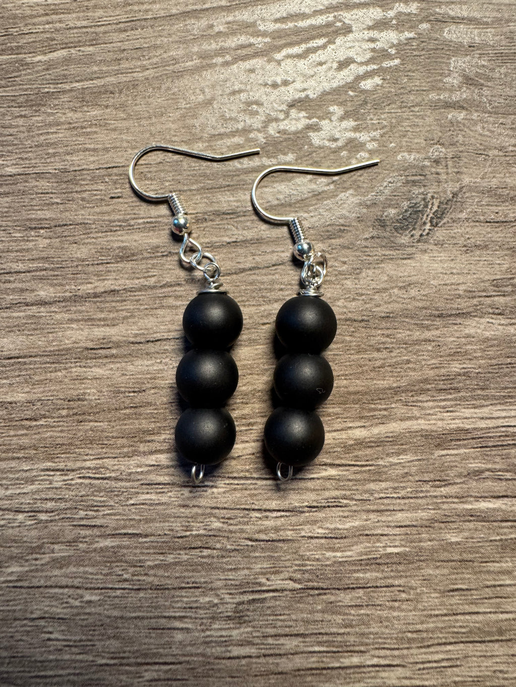 Glass Bead Earrings - Matte Black