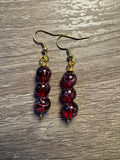 Glass Bead Earrings - Red Marble
