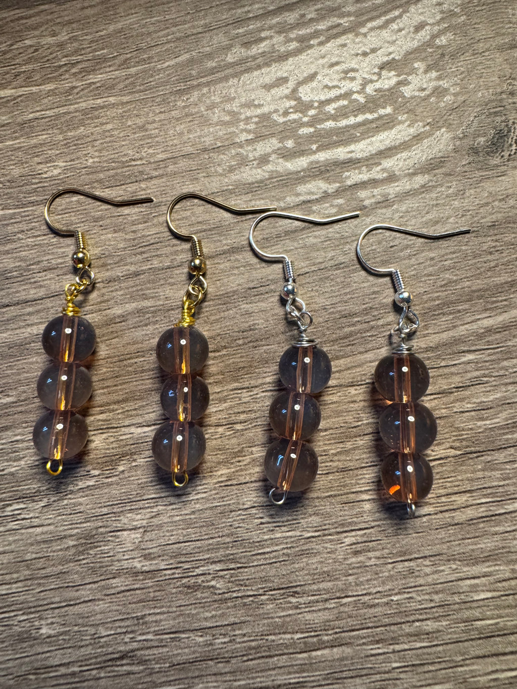 Glass Bead Earrings - Crystal Orange