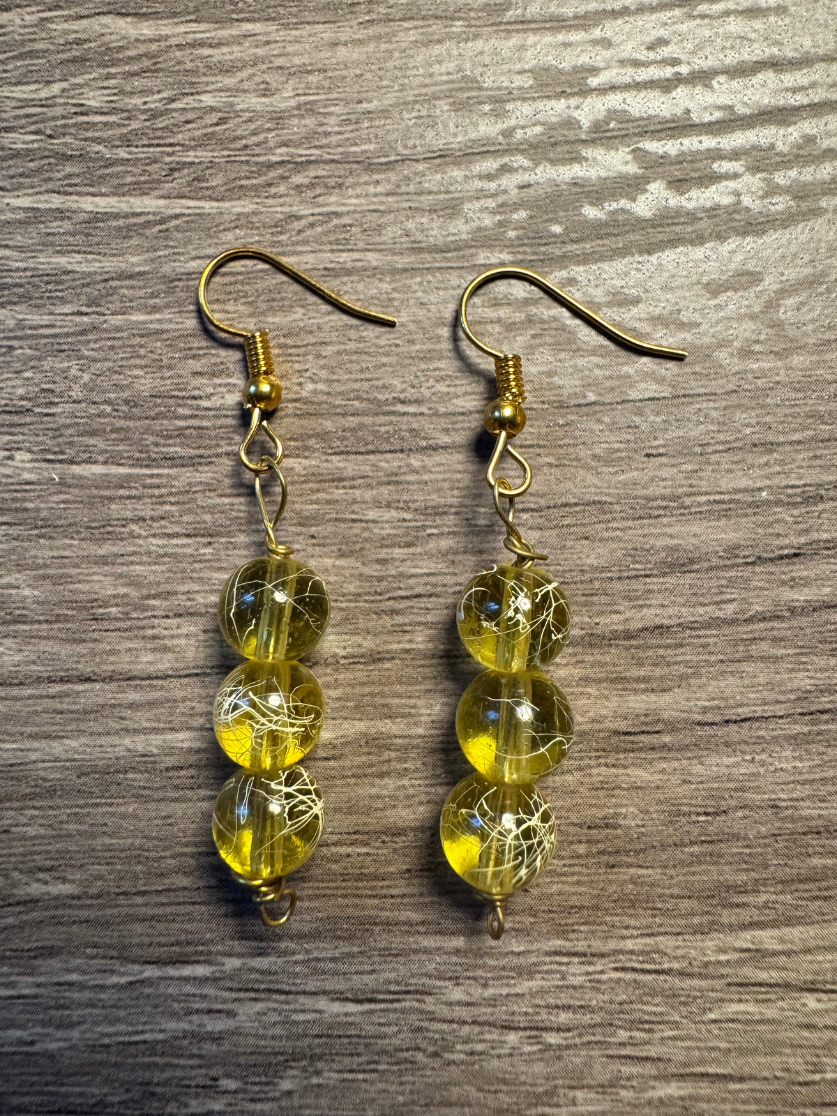Glass Bead Earring - Yellow Marble