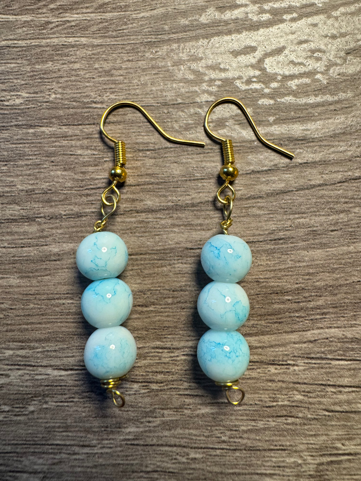 Glass Bead Earrings - Clear Water Blue