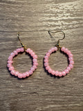 Seed Bead Hoop Earrings - Pink