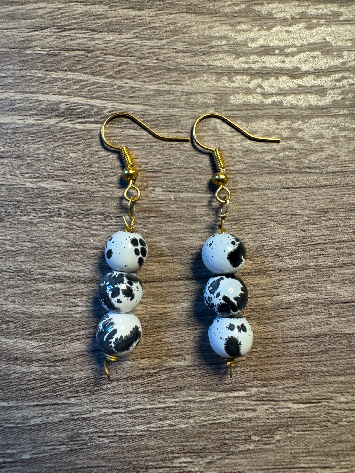 Glass Bead Earrings - Cow