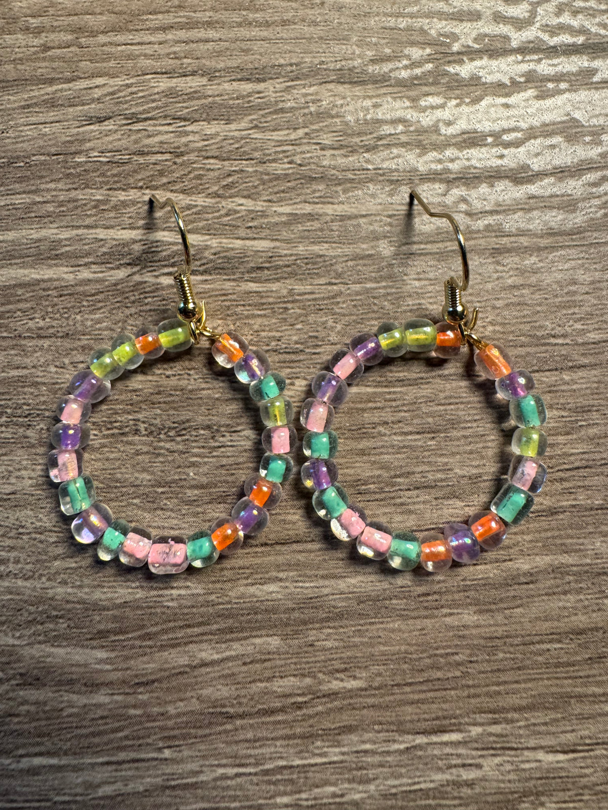 Mix'd Up Seed Bead Hoop Earrings - Sunrise