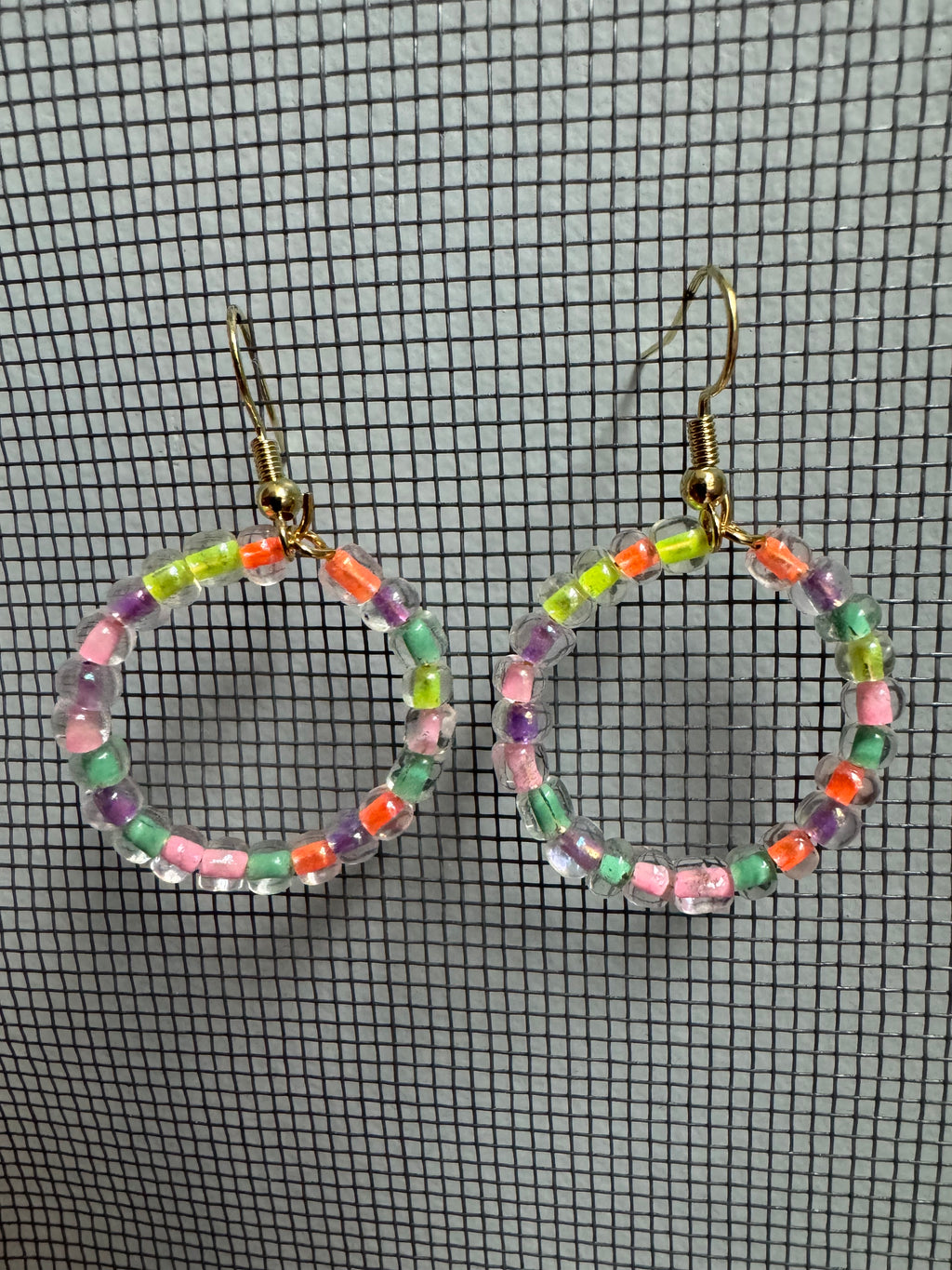 Mix'd Up Seed Bead Hoop Earrings - Sunrise