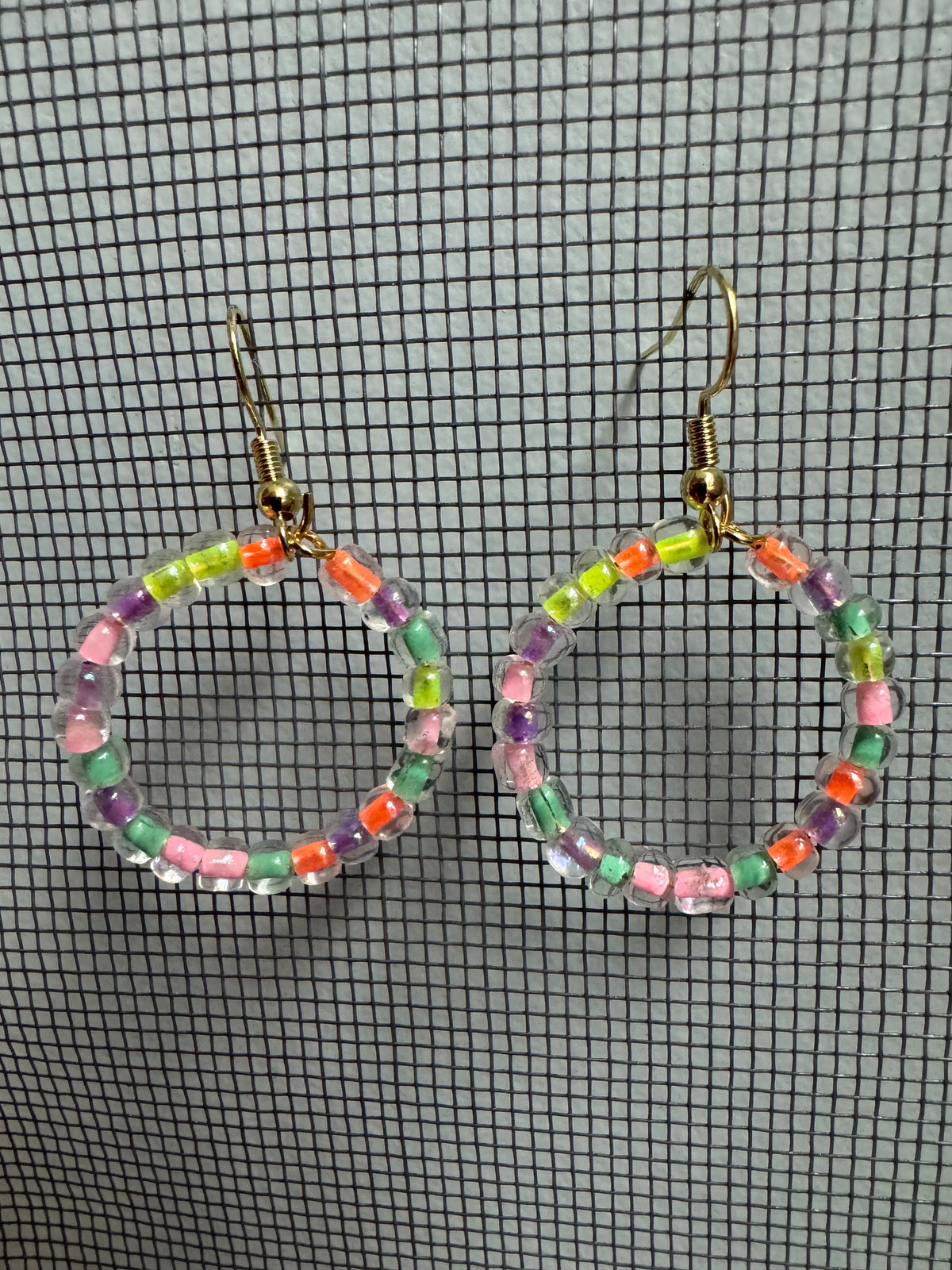 Mix'd Up Seed Bead Hoop Earrings - Sunrise